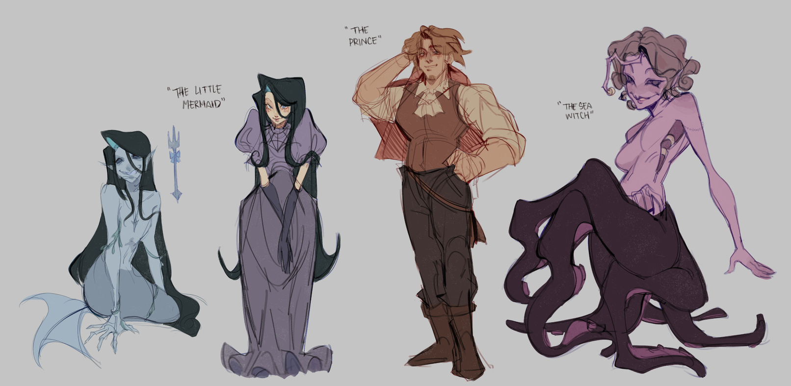 'the little mermaid' retelling character designs | 2024, digital